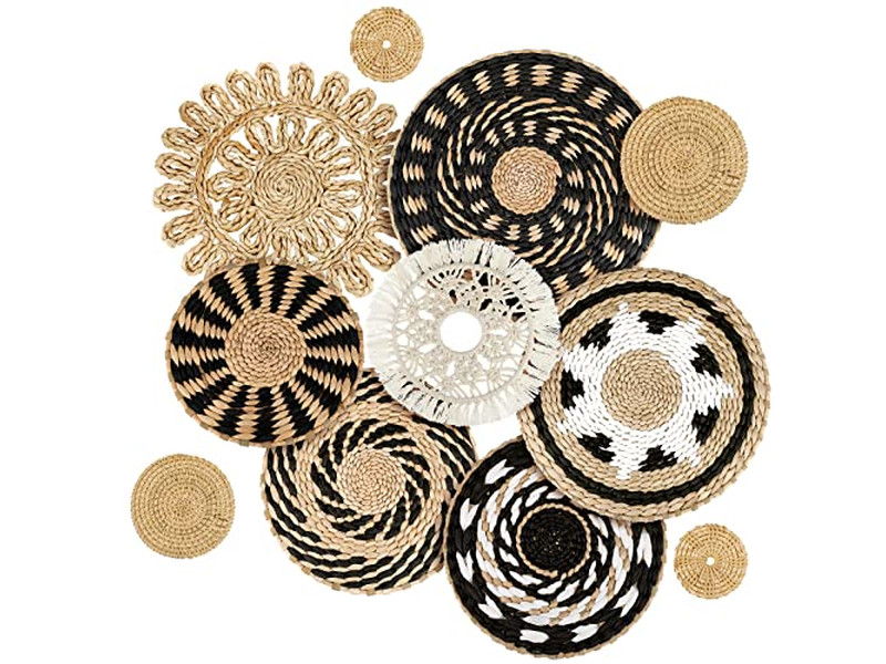 Cestas de Pared Tejidas Boho Decorativas Planas Hechas a Mano Grandes