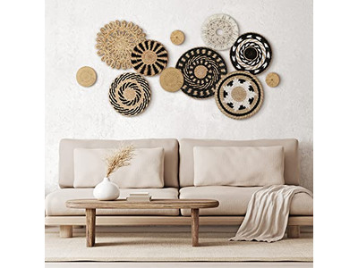 Cestas de Pared Tejidas Boho Decorativas Planas Hechas a Mano Grandes