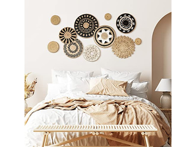 Cestas de Pared Tejidas Boho Decorativas Planas Hechas a Mano Grandes