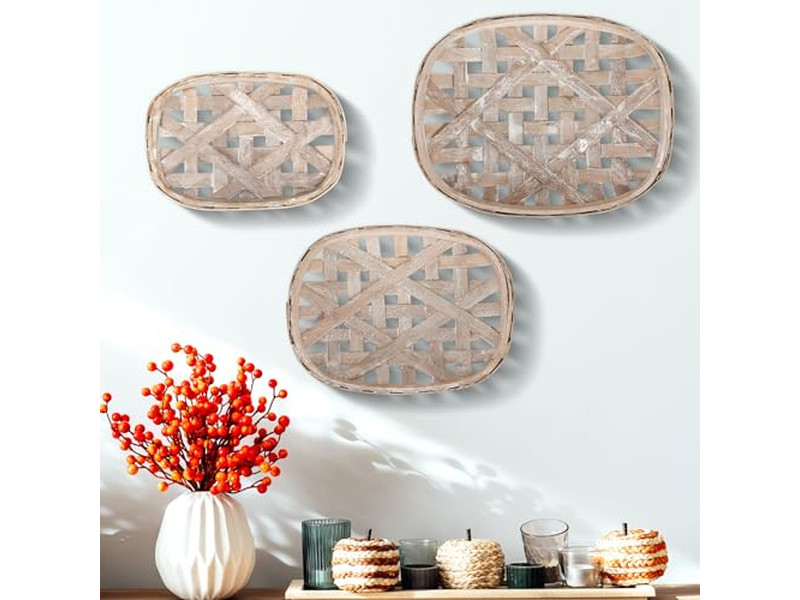 Decoración de pared de baño de ratán conjunto de pasto marino de 3 para restaurante