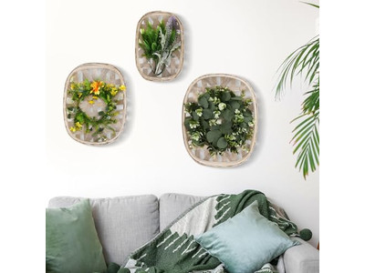Decoración de pared de baño de ratán conjunto de pasto marino de 3 para restaurante