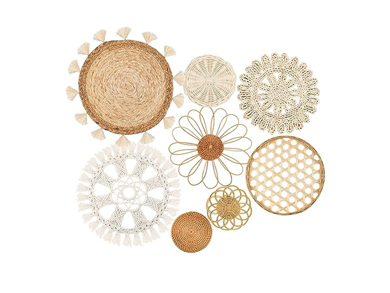 Decoración de Cestas de Pared Boho Redondas en Cestas de Cocina Tejidas Estilo Granja