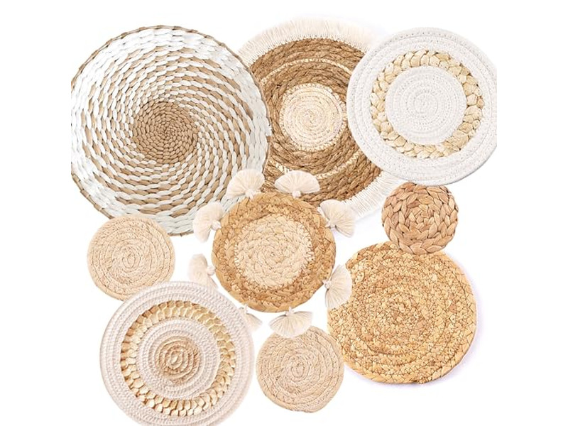 Conjunto de 10 cestas de pared de pasto marino de 13 pulgadas