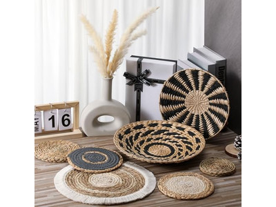 Cestas de Pared Tejidas Decoración para el Hogar Conjunto Bohemio Colgante
